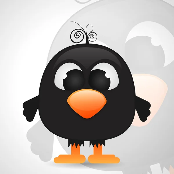 Funny cartoon black bird — Stock Vector