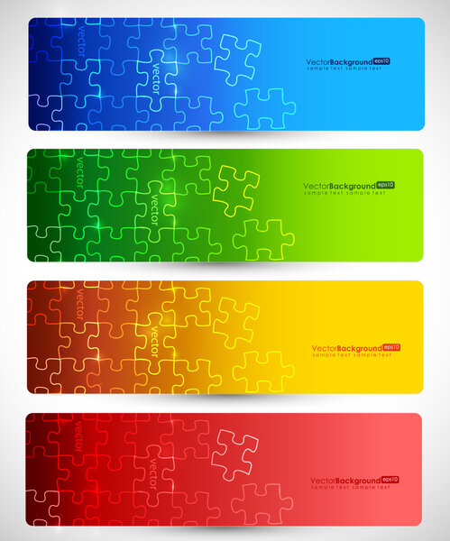 Eps10 Set of Banner Puzzle Vector Design
