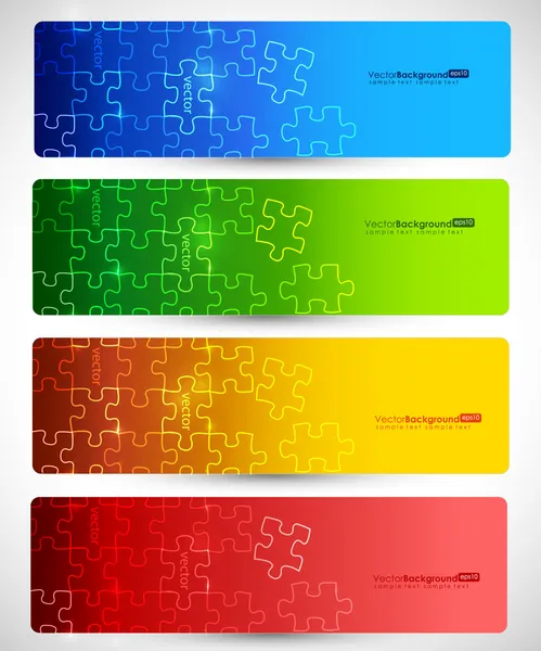 Eps10 Set of Banner Puzzle Vector Design — Stock Vector