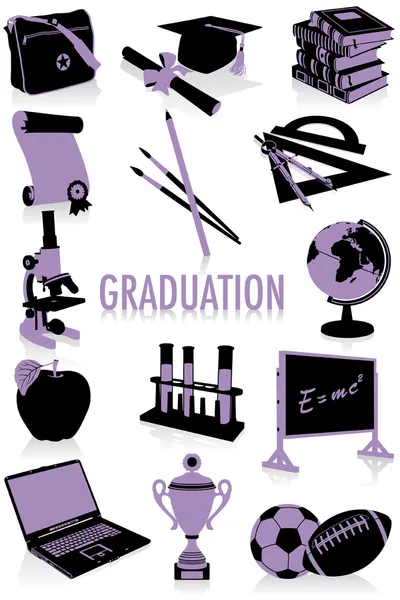 Graduation silhouettes — Stock Vector