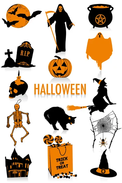 Siluetas de Halloween — Archivo Imágenes Vectoriales