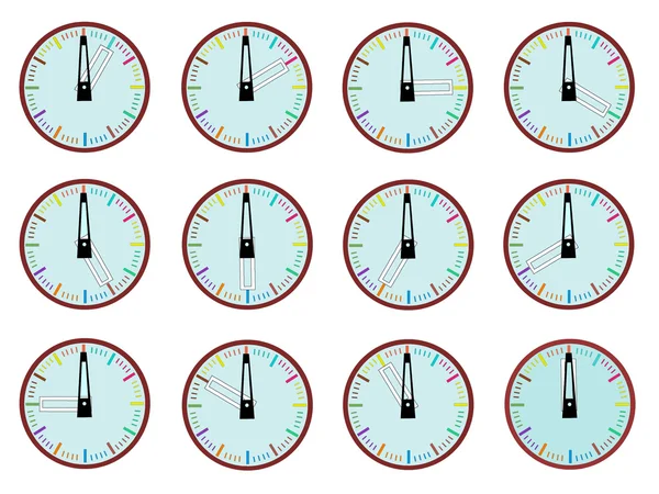 stock vector Vector of timepieces that indicate every hour