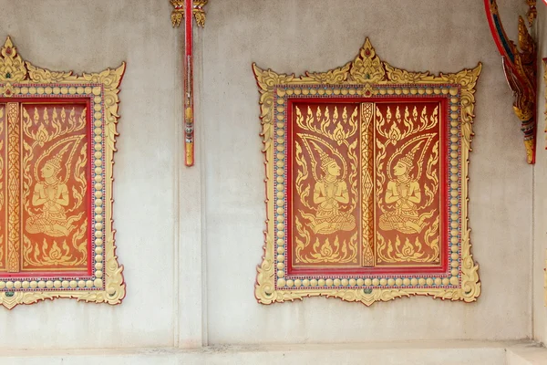 Ventana de madera del templo tailandés en Tailandia —  Fotos de Stock