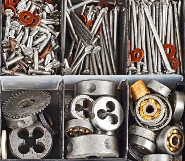 Tools in plastic organizer box — Stock Photo, Image