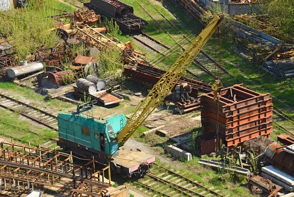 Train crane railcar — Stock Photo, Image