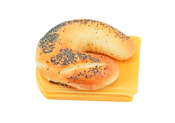 Broodje met papaver en kaas — Stockfoto