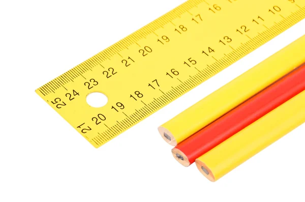 Żółty linijki i ołówka — Zdjęcie stockowe