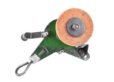 Mechanical grindstone with vice clipart