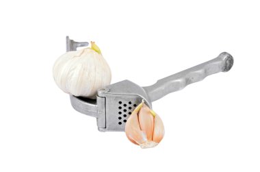 Garlic press and garlic clipart