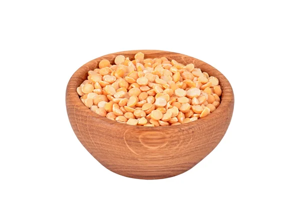Dried yellow pea in wooden bowl — Stock Photo, Image