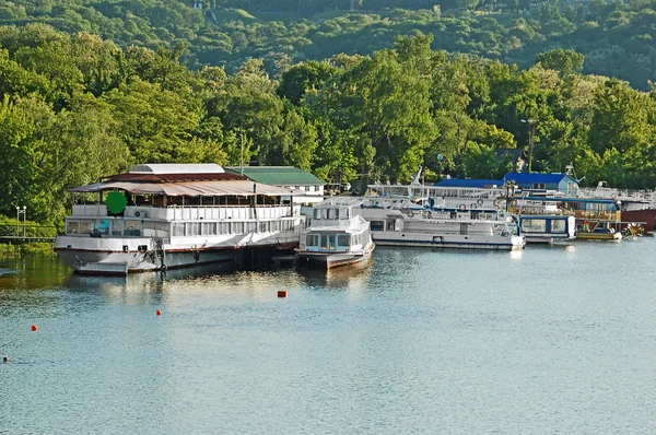 stock image Motor ship in river harbor