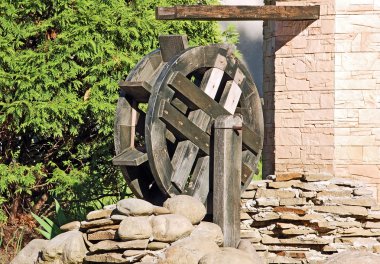 Vintage water mill wheel clipart