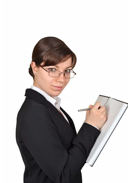 Business woman with notepad — Stock Photo, Image