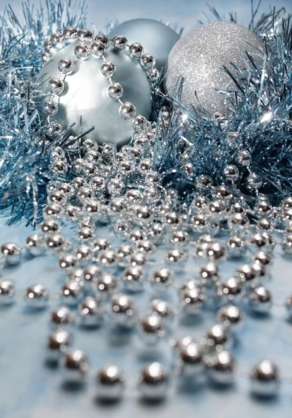 Christmas decorations in blue — Stock Photo, Image
