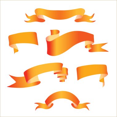 Image of orange ribbons on a white background clipart