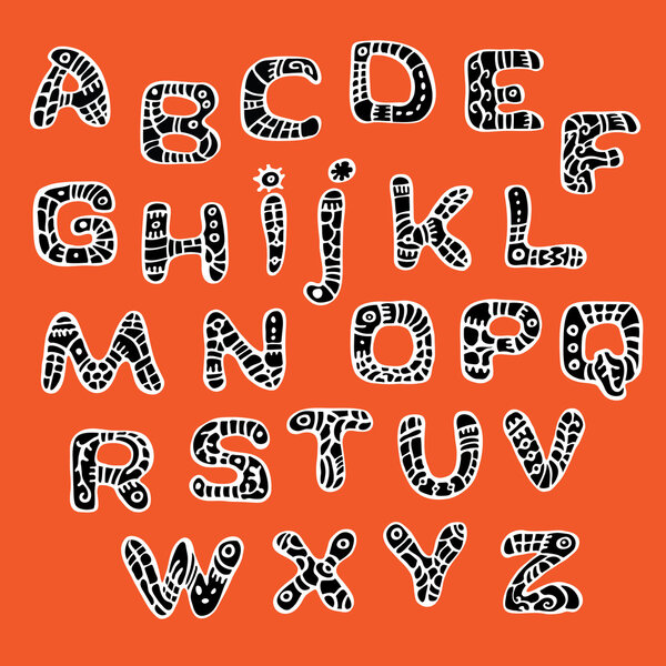 Black and white font in the style of ethnic