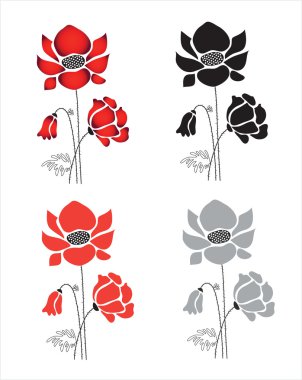 Poppy flowers clipart