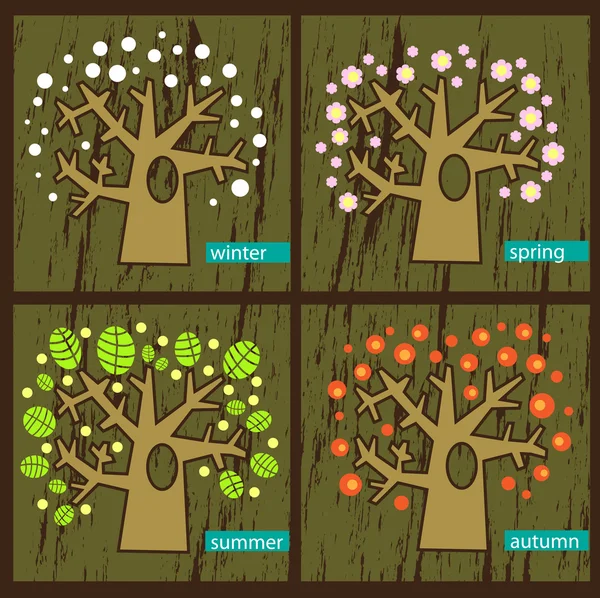 Čtyři stromy — Stockový vektor