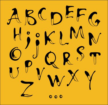 Calligraphy alphabet clipart