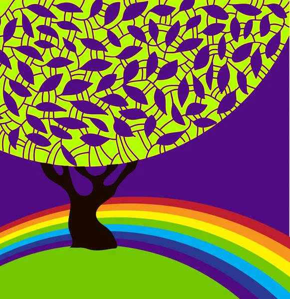 Árvore e arco-íris . — Vetor de Stock