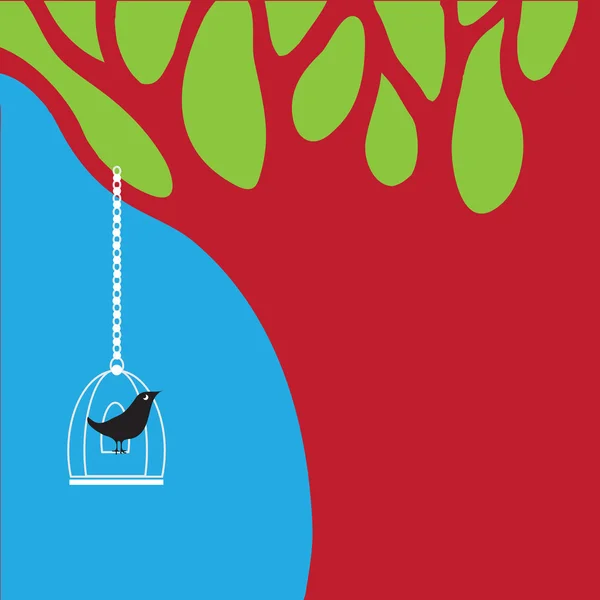 Oiseau vecteur et arbre — Image vectorielle