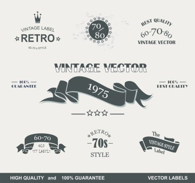 Vintage Styled Premium Quality Labels and Ribbons collection with black grungy design. clipart