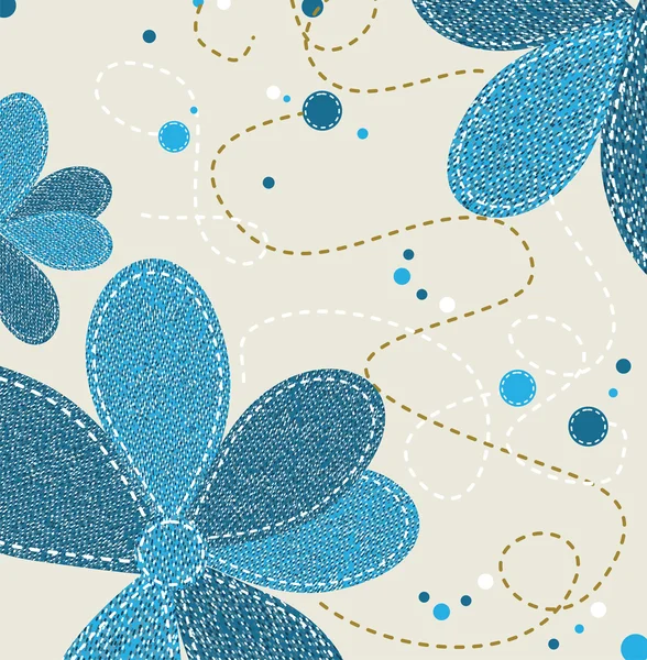 Jeans textur med blomma prydnad, vektor illustration — Stock vektor