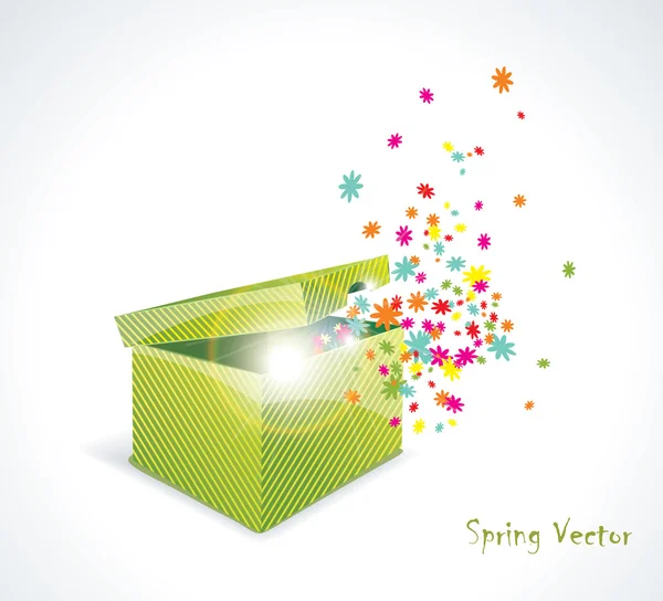Чарівна подарункова коробка з квітами — стоковий вектор