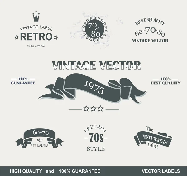 Collezione di etichette e nastri di qualità premium in stile vintage con design grungy nero . — Vettoriale Stock