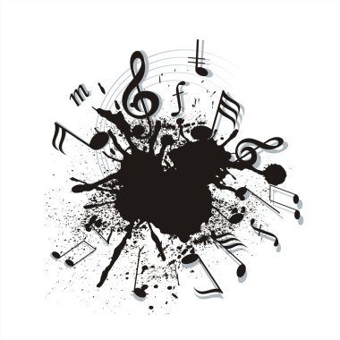 Music notes twisted into a spiral clipart