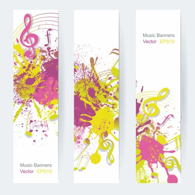 Music notes banner design, vector illustration clipart