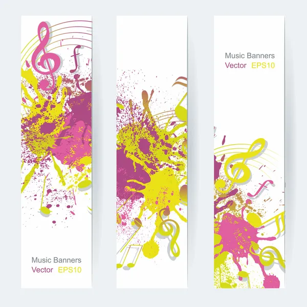 Diseño de banner de notas musicales, ilustración vectorial — Archivo Imágenes Vectoriales