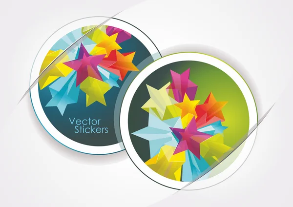 Stickers and 3d glass stars — Stock Vector