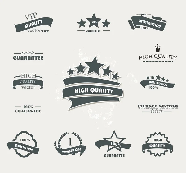 Set de insignias y etiquetas de calidad premium retro vintage — Archivo Imágenes Vectoriales