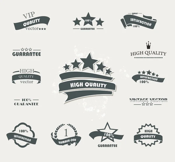 Ensemble d'insignes et d'étiquettes de qualité premium rétro vintage — Image vectorielle