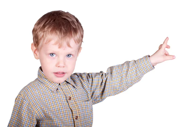 Small boy pointing forward — Stock Photo, Image