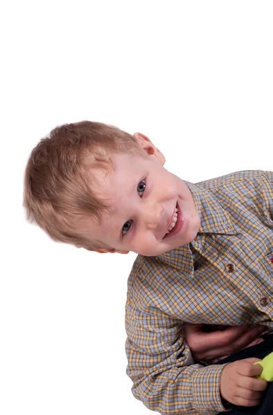The little boy looks curiously — Stock Photo, Image