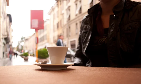 stock image Cup of coffee in a street cafe