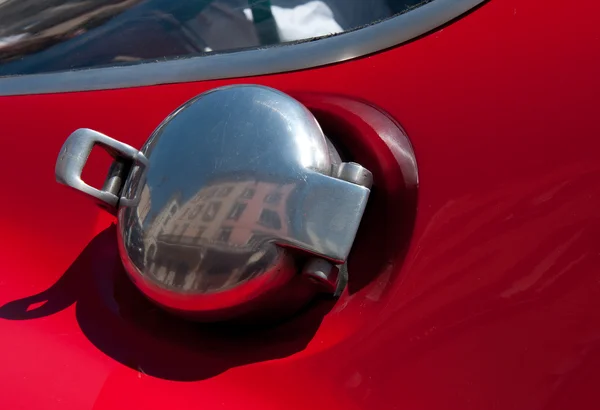 Automobile, chrome gas tank lid — Stock Photo, Image