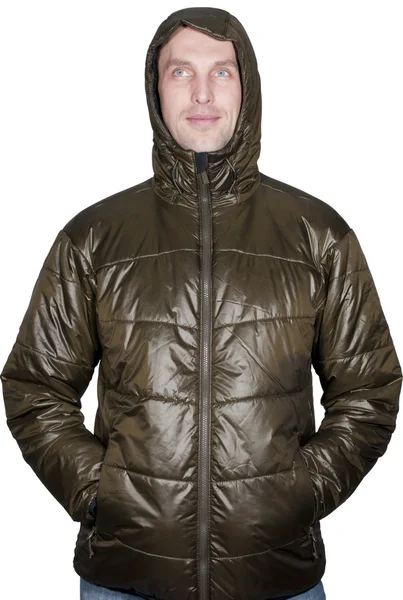 Homem em uma jaqueta de inverno isolado — Fotografia de Stock