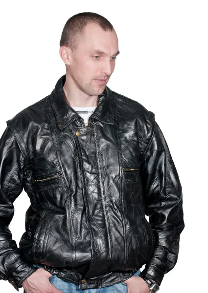 Man in a leather jacket — Stock Photo, Image