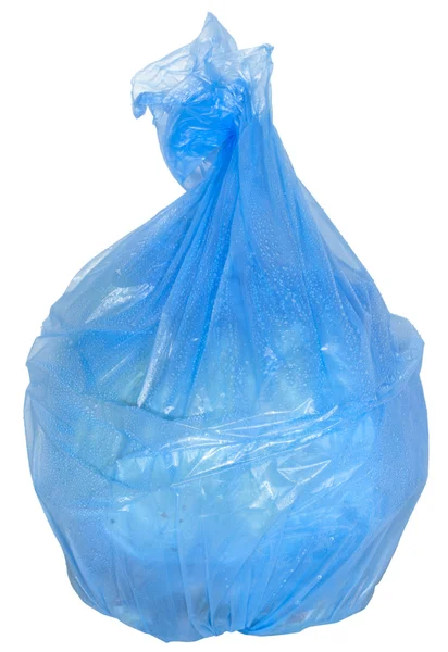 Tek kullanımlık mavi çöp torbası — Stok fotoğraf