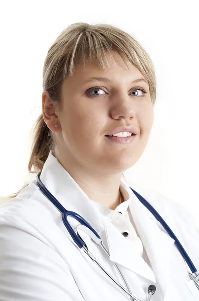 Glimlachende arts vrouw met stethoscoop. — Stockfoto