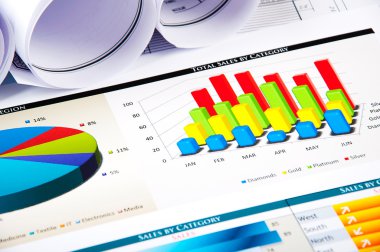 Charts, documents, blueprint clipart