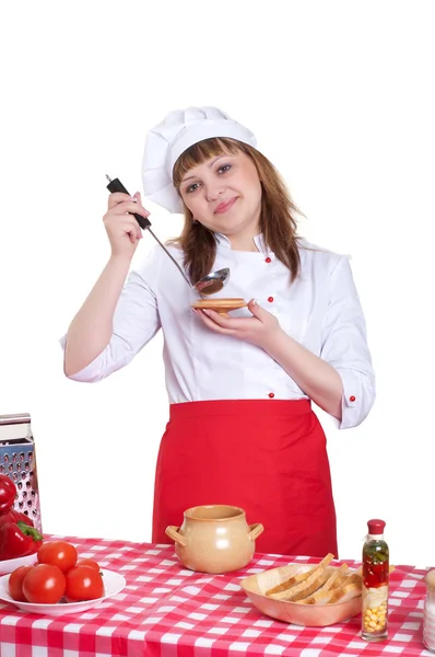 有吸引力的女人做饭 — 图库照片