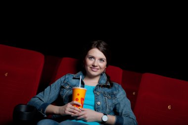 Woman in cinema clipart