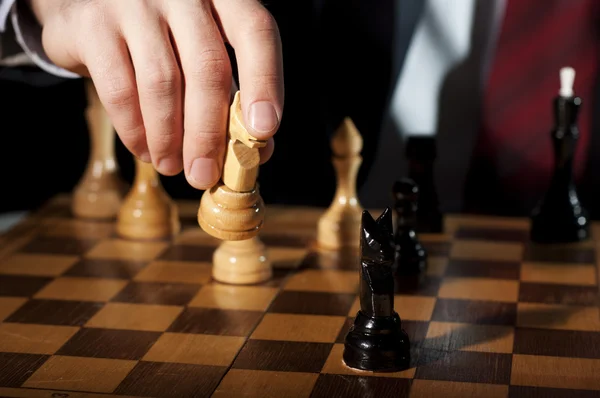 Üzletember játszik sakk — Stock Fotó
