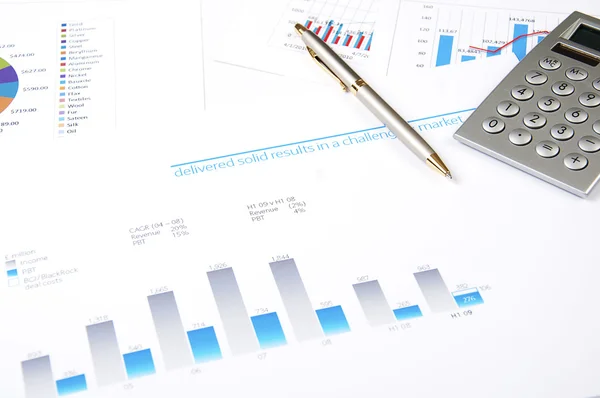 Charts, documents, business stilllife — Stock Photo, Image