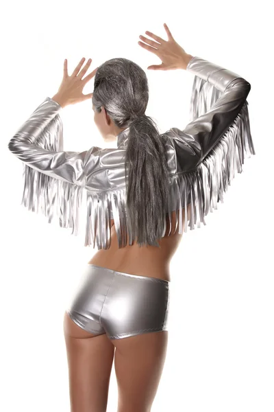Futuristic CowGirl Holiday Dancer Party Costume — Stock Photo, Image