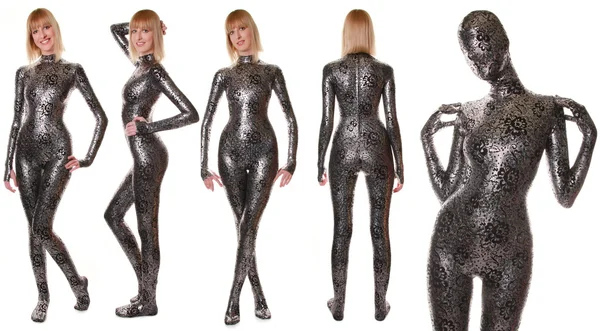 Okouzlující módní spandex catsuit lesklý — Stock fotografie